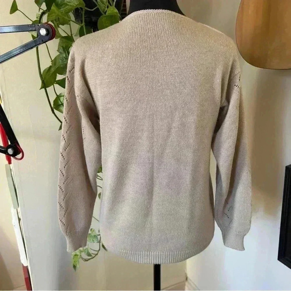 80s 90s Embellished Earthtone Sweater - Size Small/Medium - Picture 4 of 6